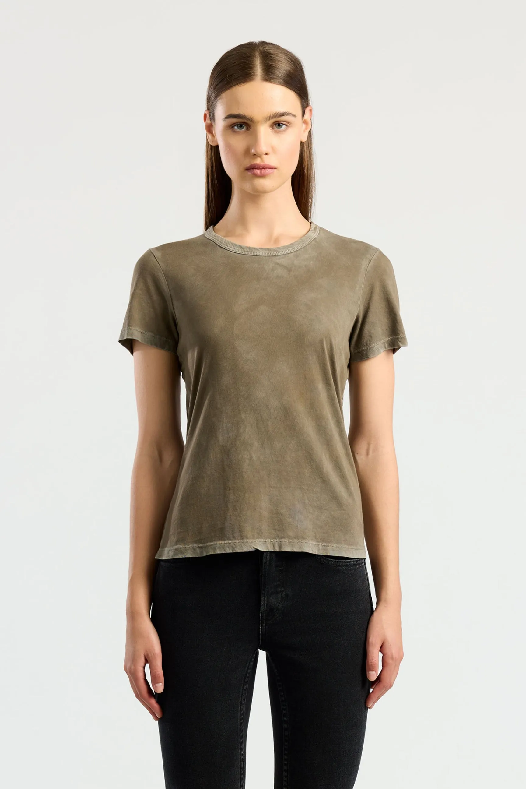 Chic and Soft Durable Ribbed Hem Standard Tee