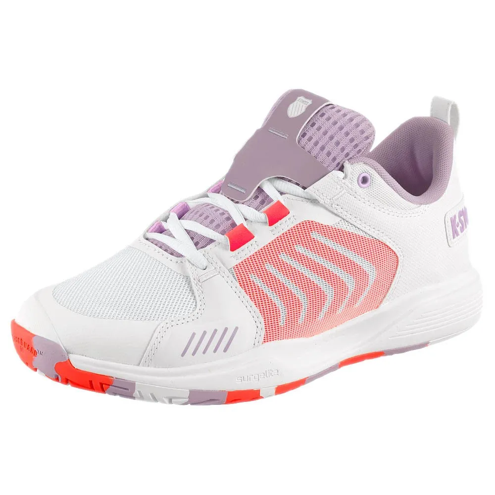 K-Swiss Women's Ultrashot Team - White/Orchid Petal Energy Return System Lightweight