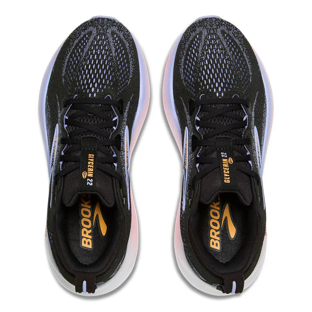 Womens Brooks Running Glycerin 22 in Black/Blue Heron/Orange style - conscious shoes
