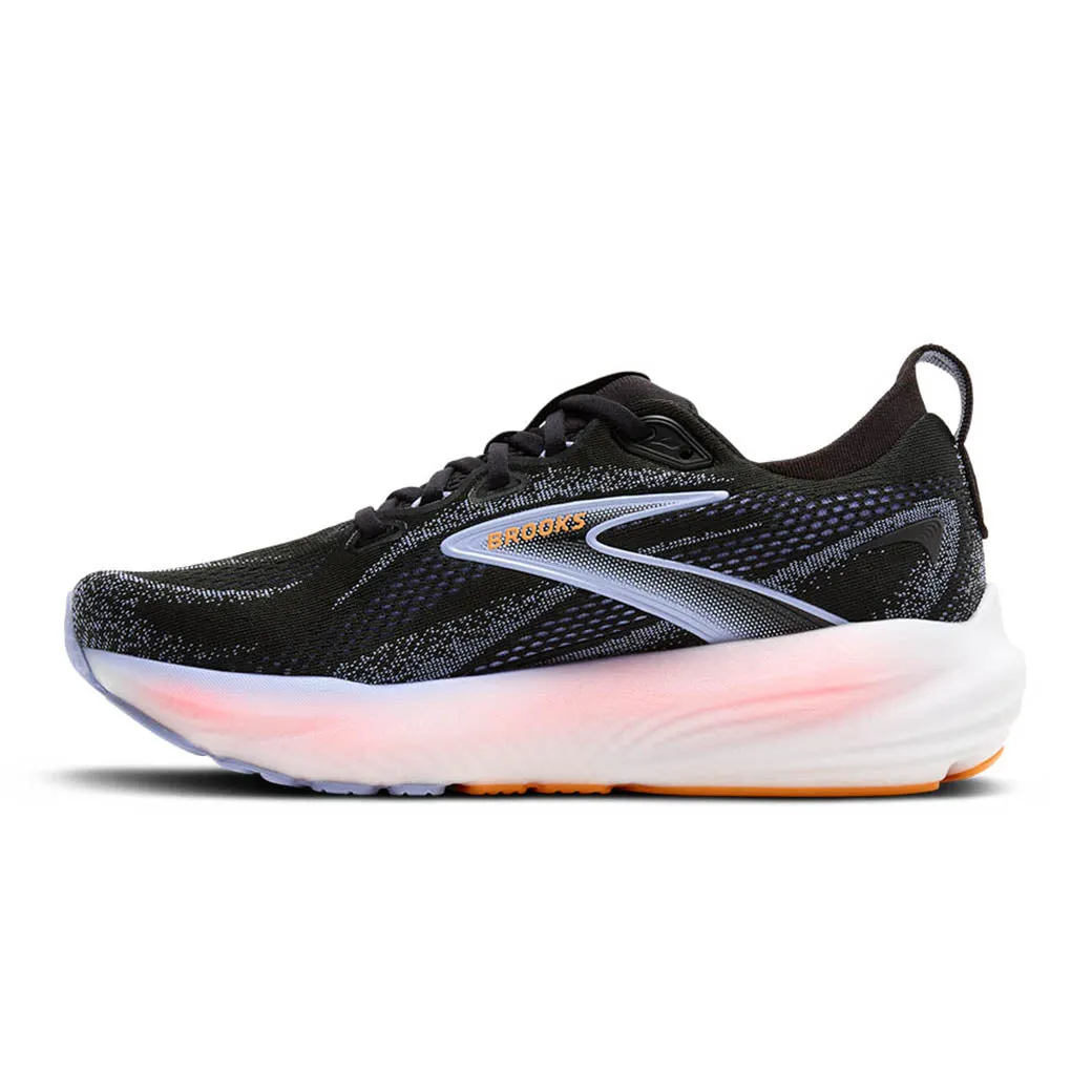 Womens Brooks Running Glycerin 22 in Black/Blue Heron/Orange grassy terrain