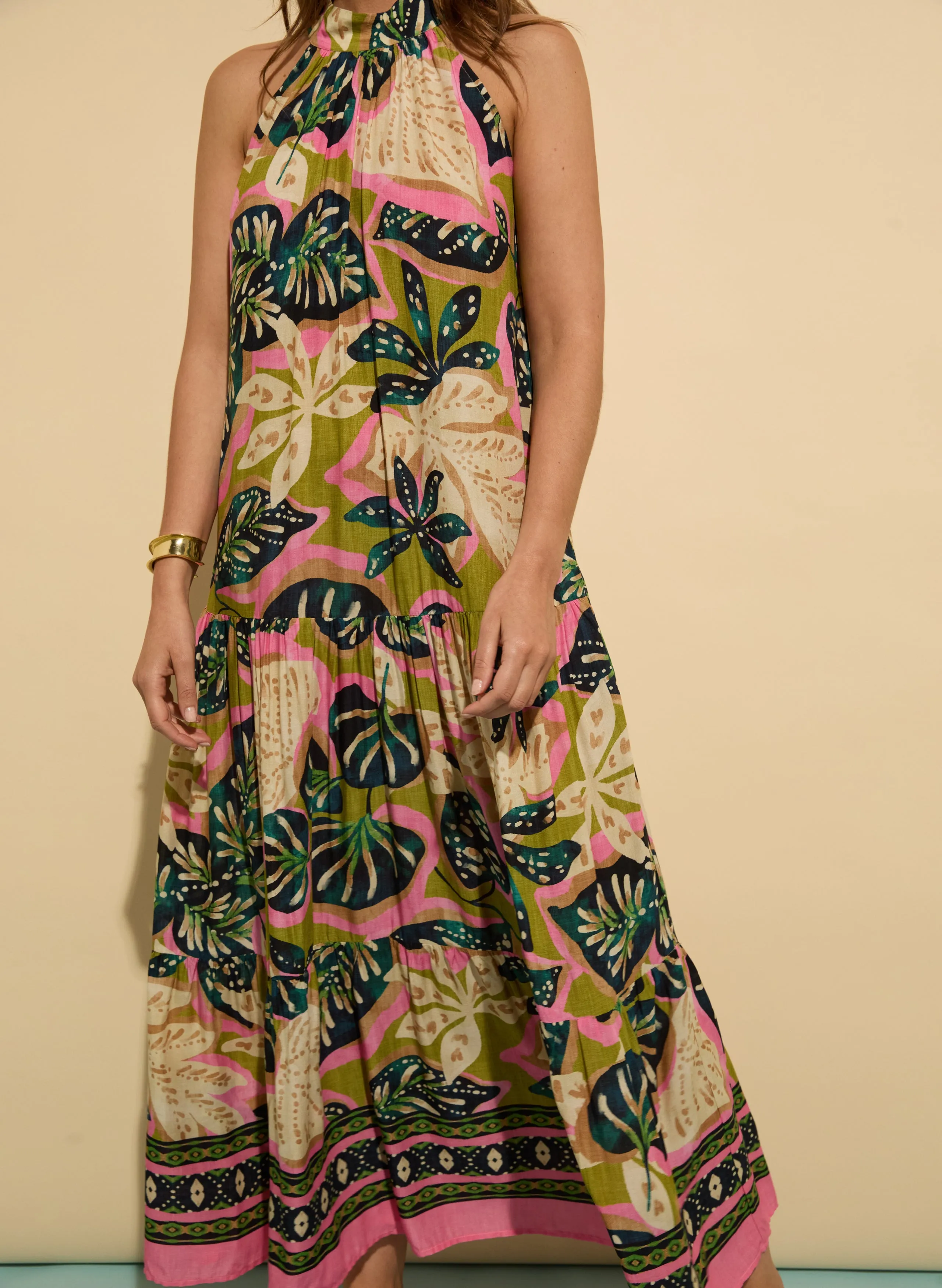 Anouk?Printed Sleeveless Maxi?Dress Night Out Front-Zip