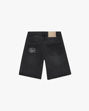 Relaxed Design Basic Denim Shorts Black