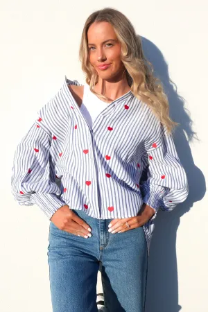 Zavier Shirt Blue Stripe Modern Fit informal gathering