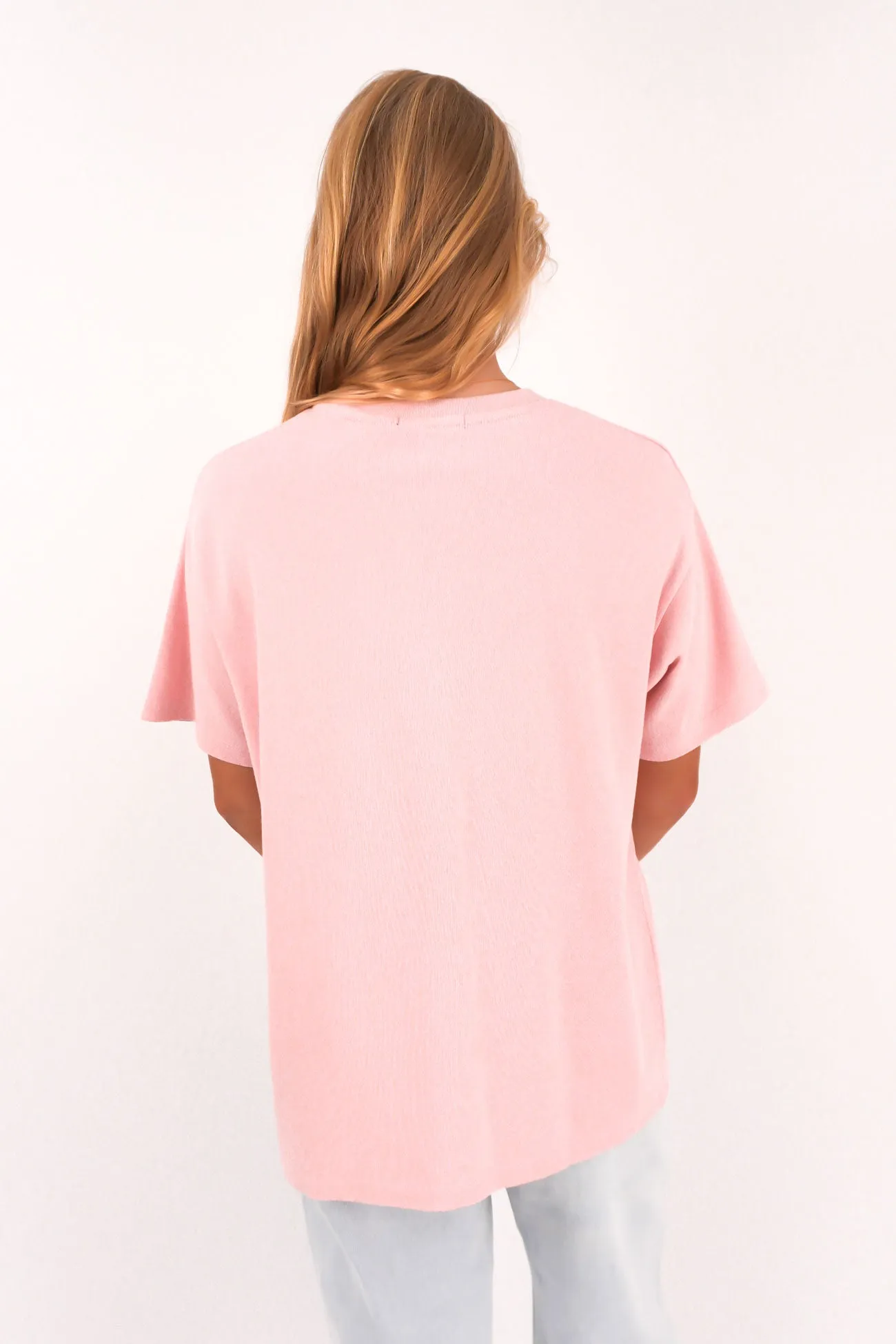 Everyday Wearable Collared Vital Washed Oversized Tee Pink