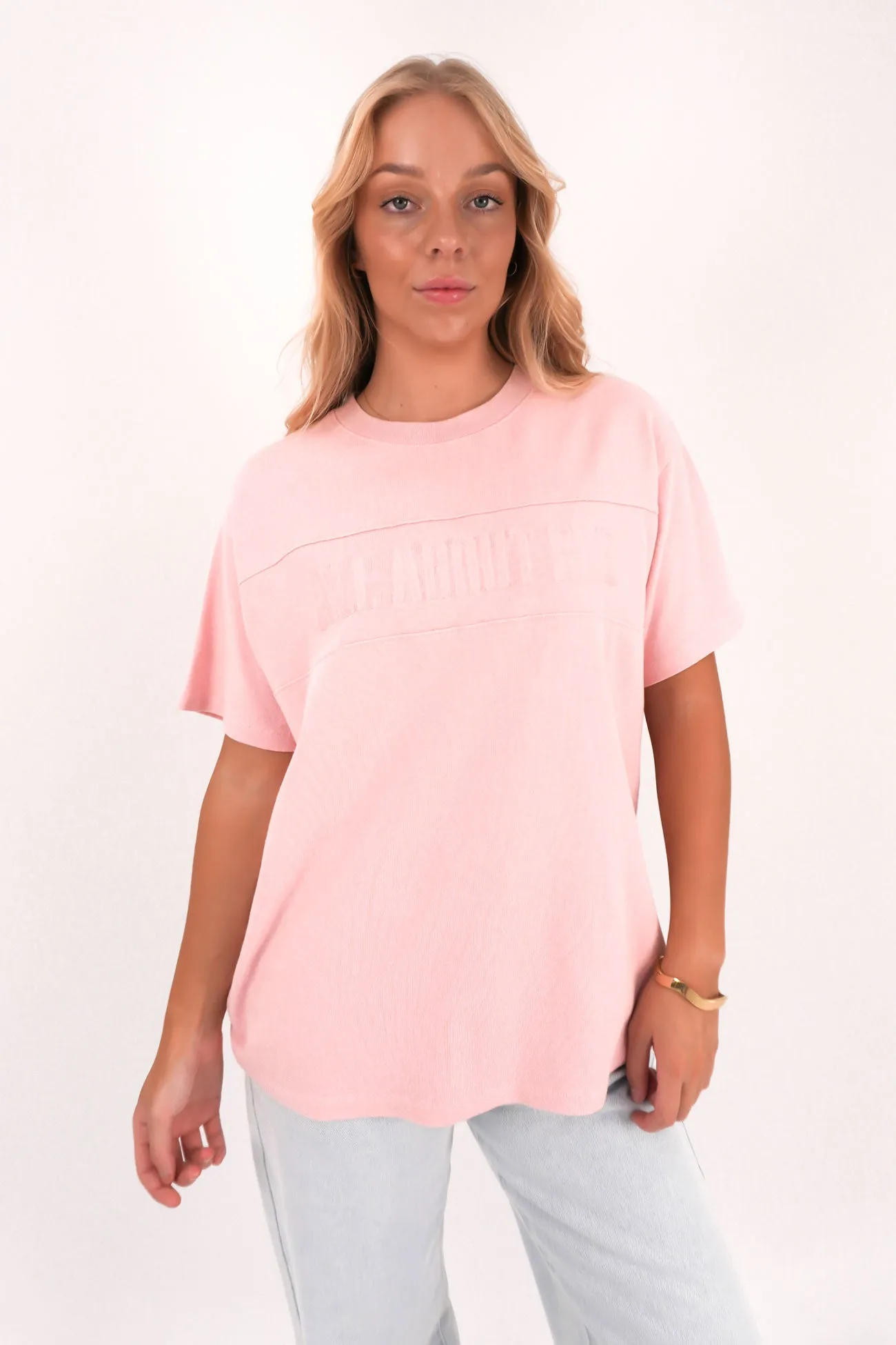 Casual Design Fit Vital Washed Oversized Tee Pink