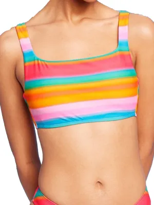 Women's Color Block Bikini Top,Multi Built In Shelf Bra Slip Resistant Hem
