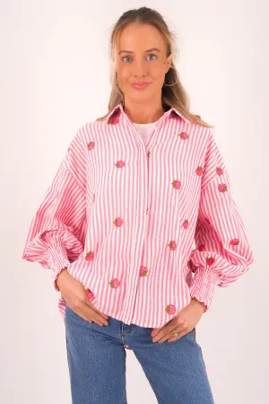 Buttery Soft Fabric Elegant and Relaxed Zavier Shirt Strawberry