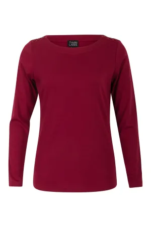 1x1 Rib Cotton Poly Top | Berry | 6551B1 StainlessZippers Layered Hem Details