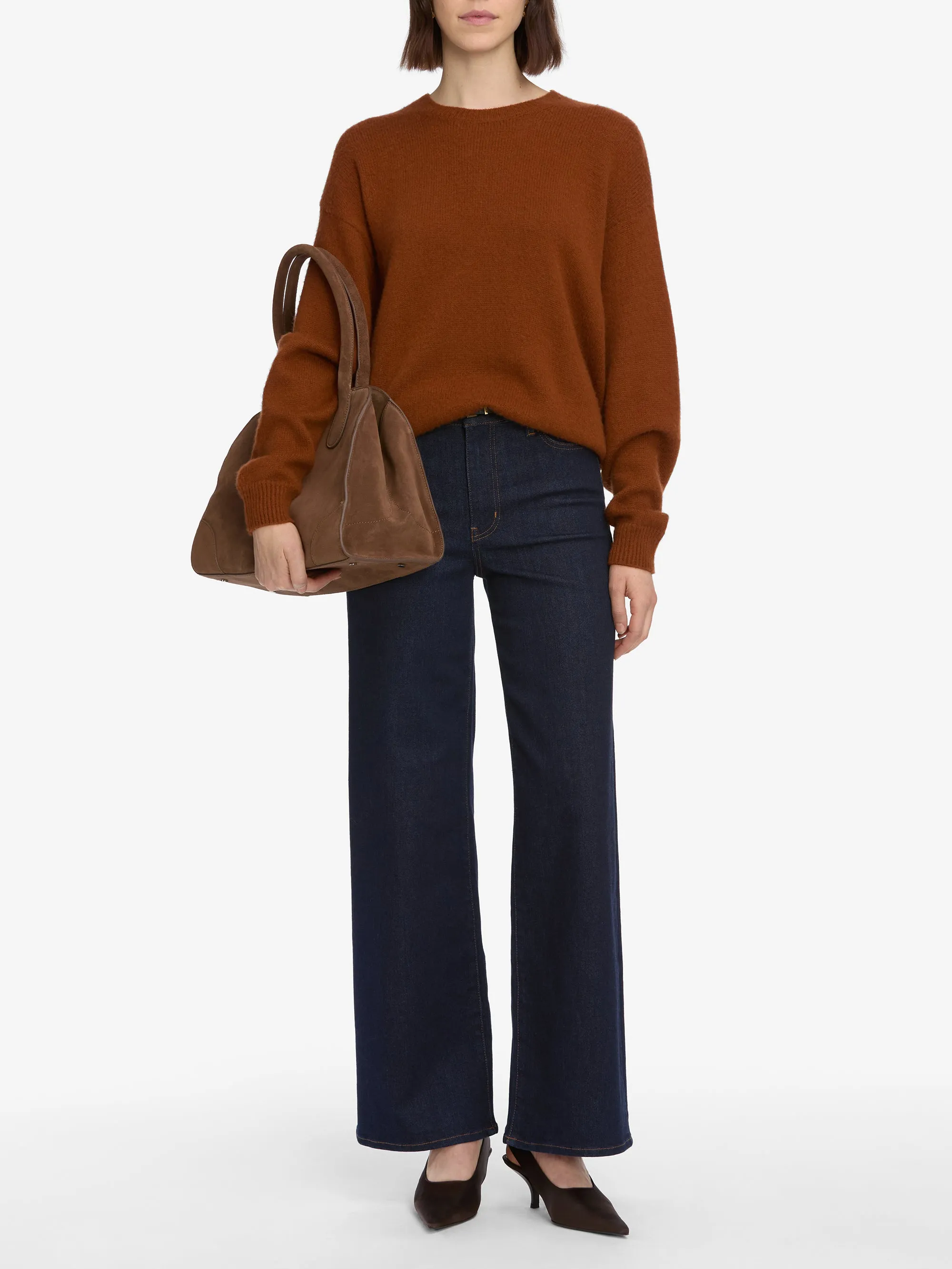 The Cashmere Brushed Sweater -- Rust Daily Wear Reinforced Seams