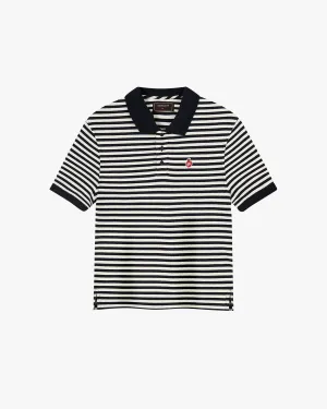 Breathable Style Apple Crew Stripes Polo Black