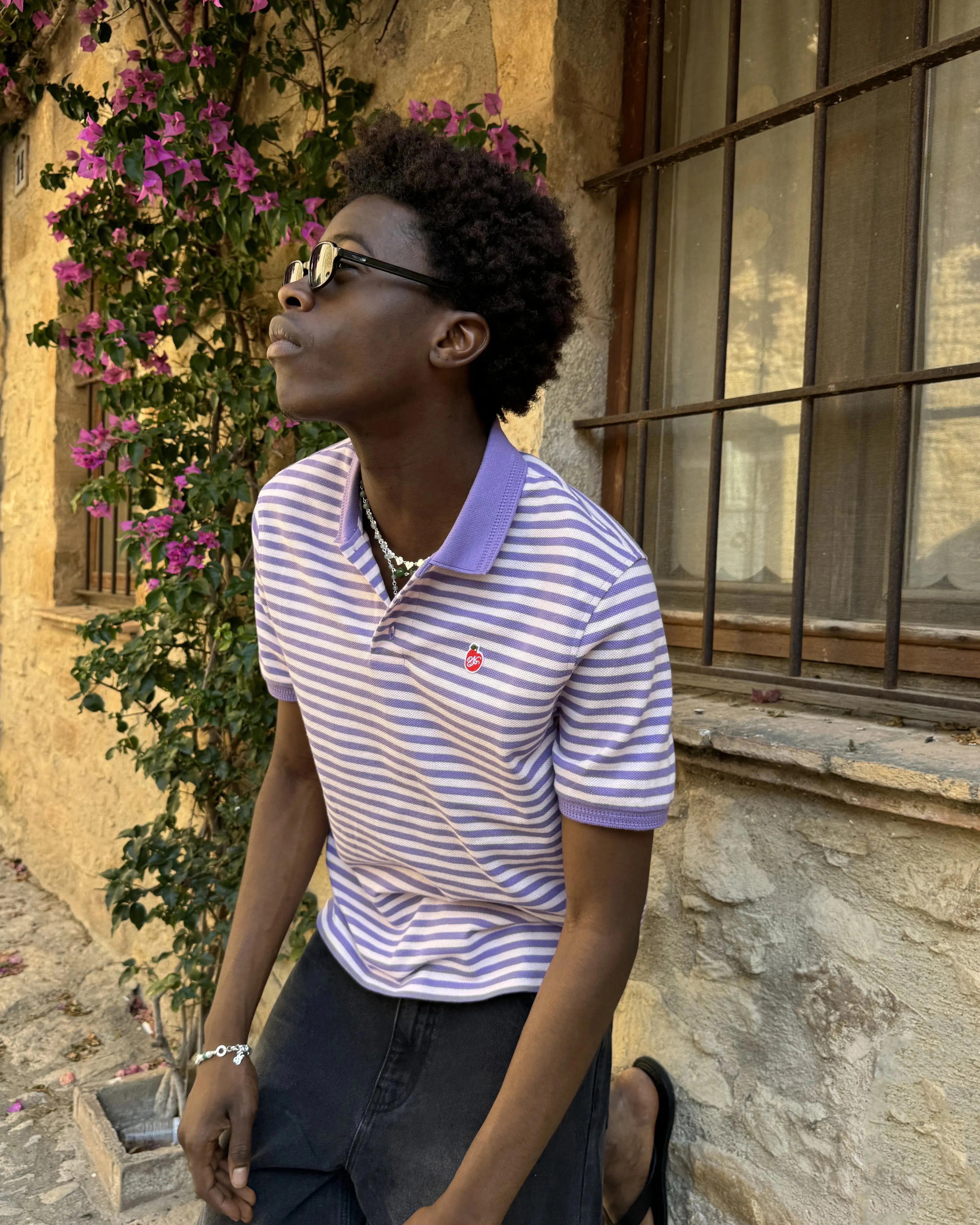 Design Glow Apple Crew Stripes Polo Purple