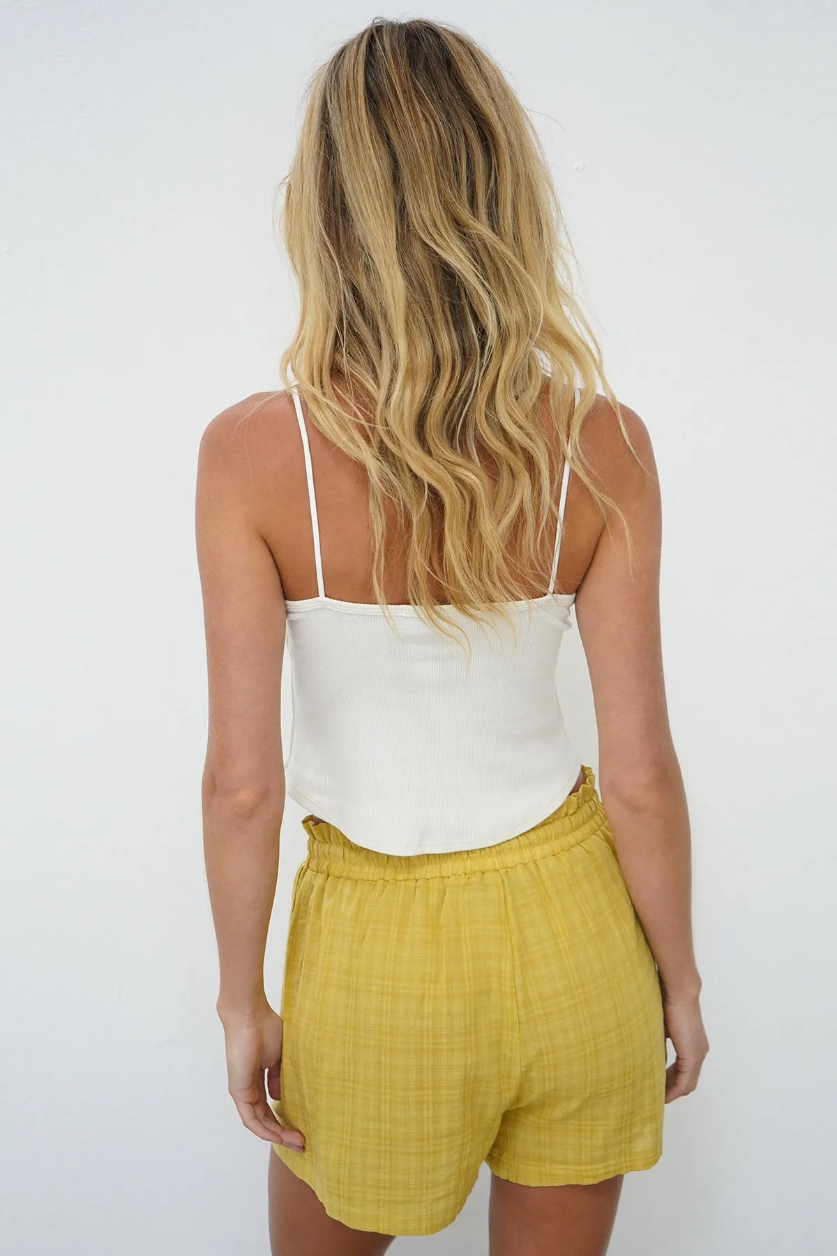 Ari Ribbed Tank - Ivory Sporty Look