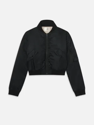 Ventilated Back Panel heavy duty fabric The Nylon Bomber Jacket -- Black