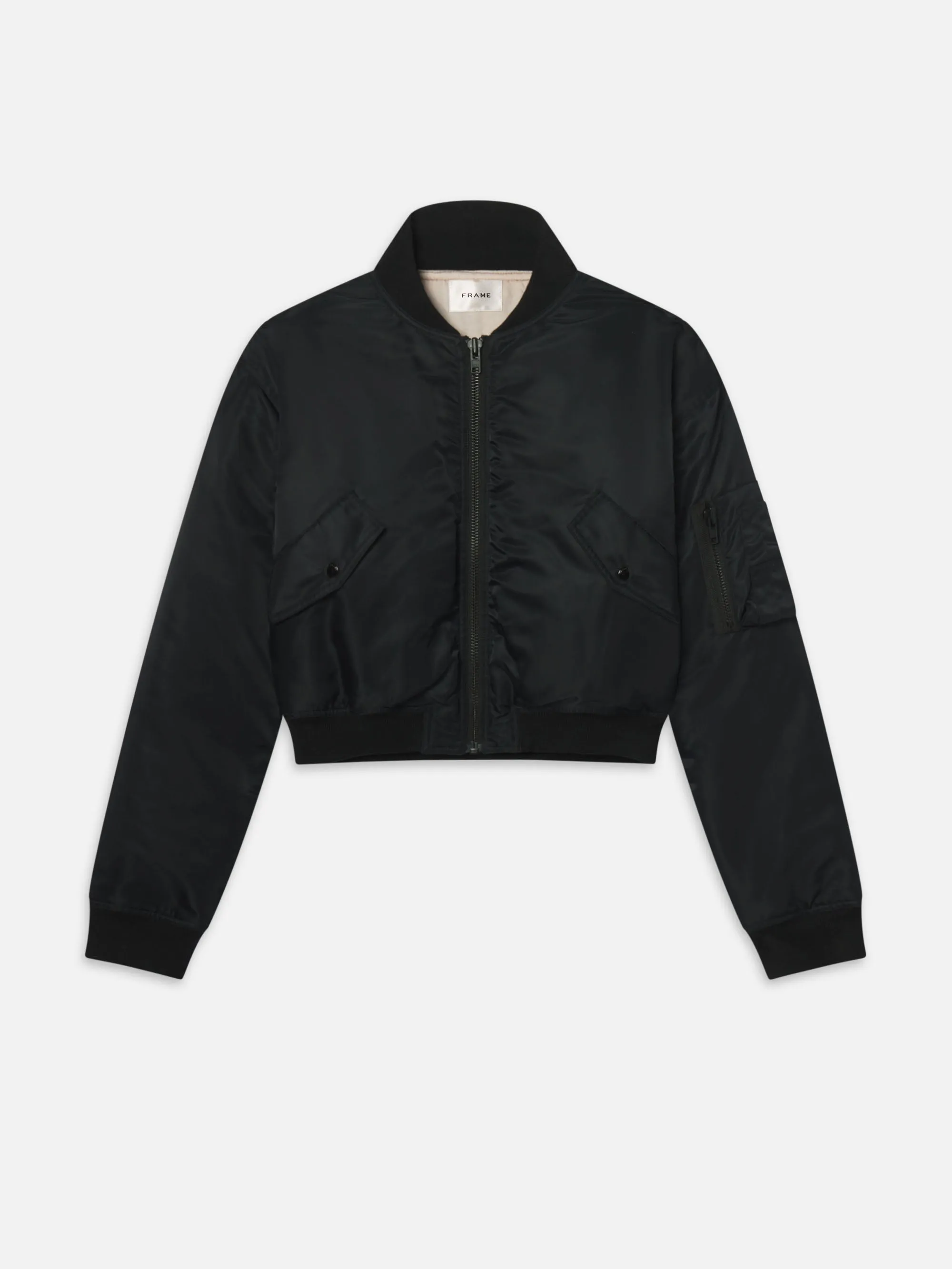 Ventilated Back Panel heavy duty fabric The Nylon Bomber Jacket -- Black