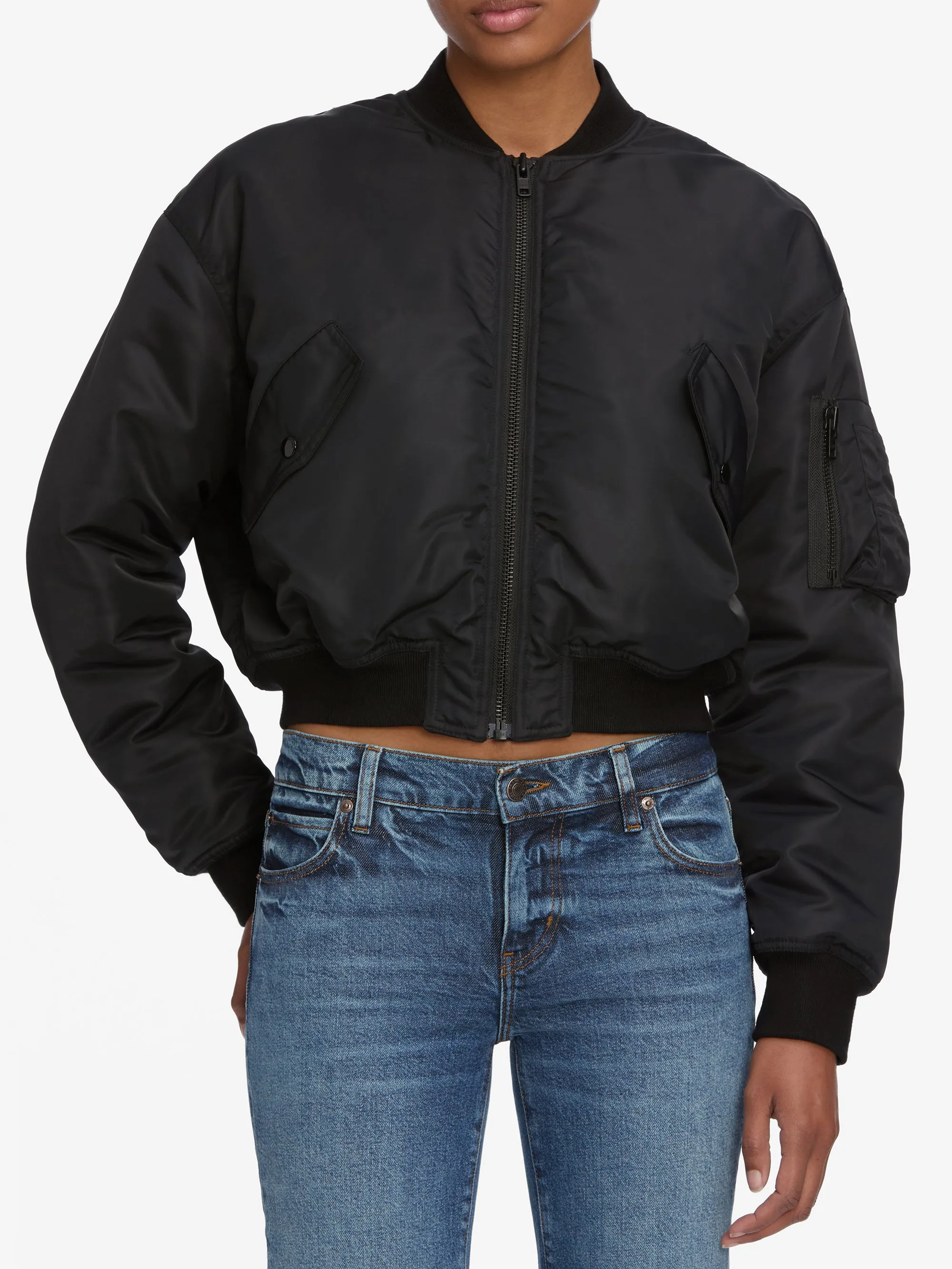 The Nylon Bomber Jacket -- Black Convertible styles Sporty Fit