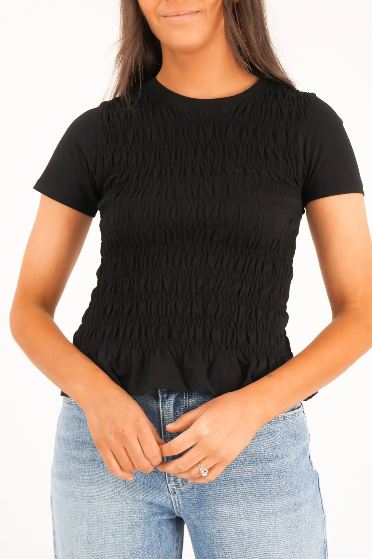 Fit For Comfort Astor Rouched Tee Black