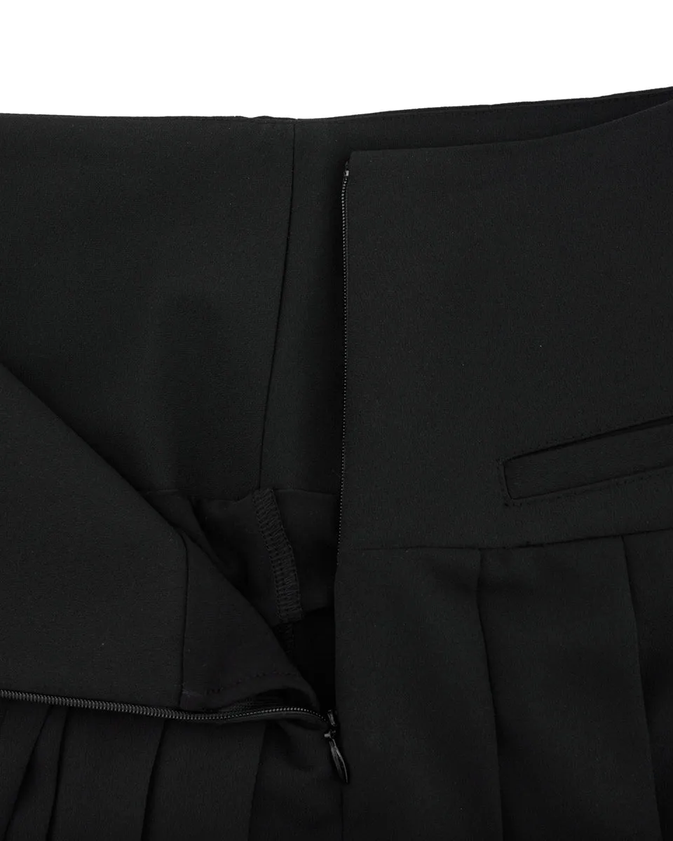 Bold Mood Asymmetrical ribbon pleated skirt - Black