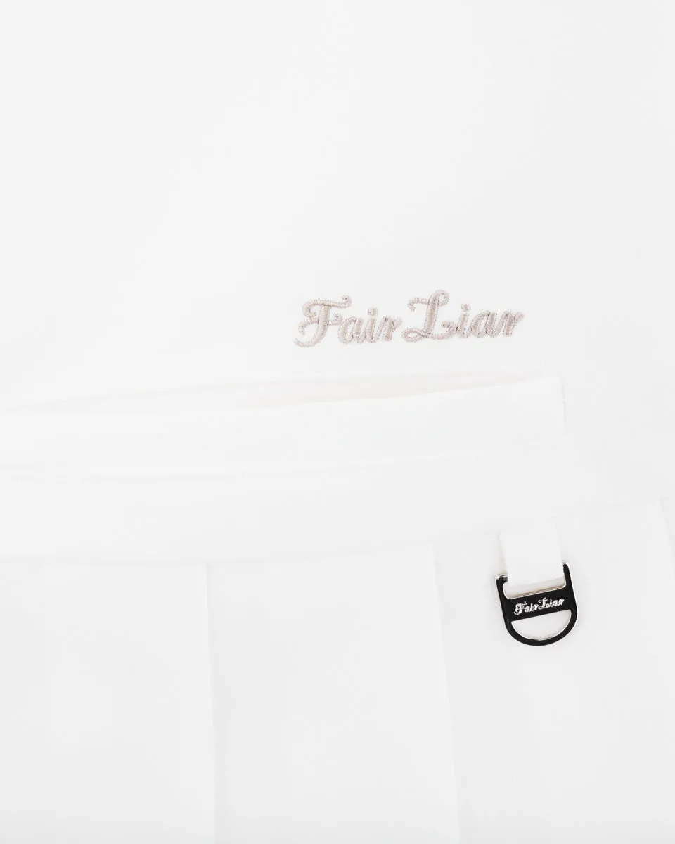 Easy Motion Weekend Favorite Asymmetrical ribbon pleated skirt - White