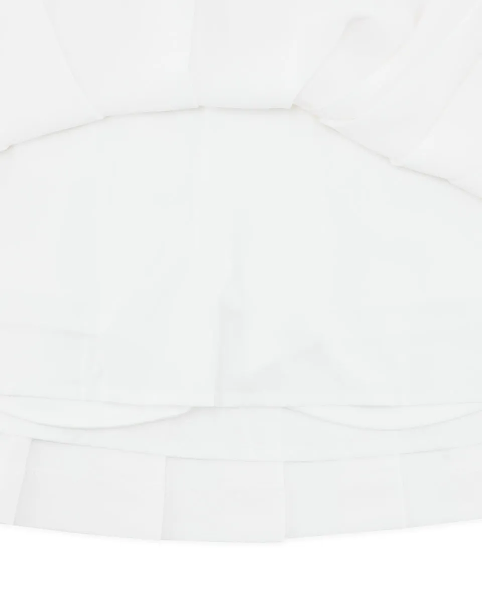 Embossed Detail Asymmetrical ribbon pleated skirt - White