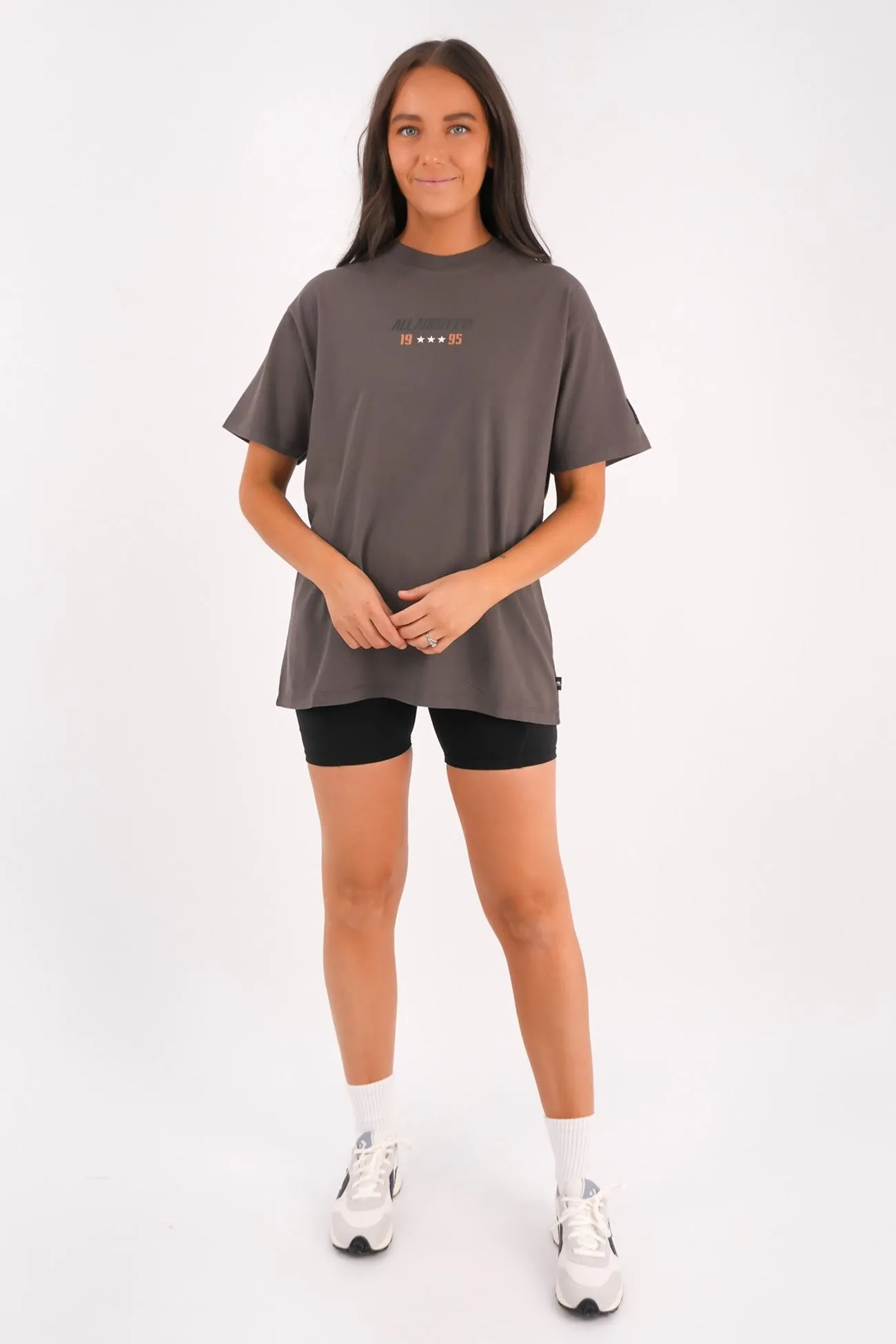 Classic Chic Performance Oversized Tee Charcoal