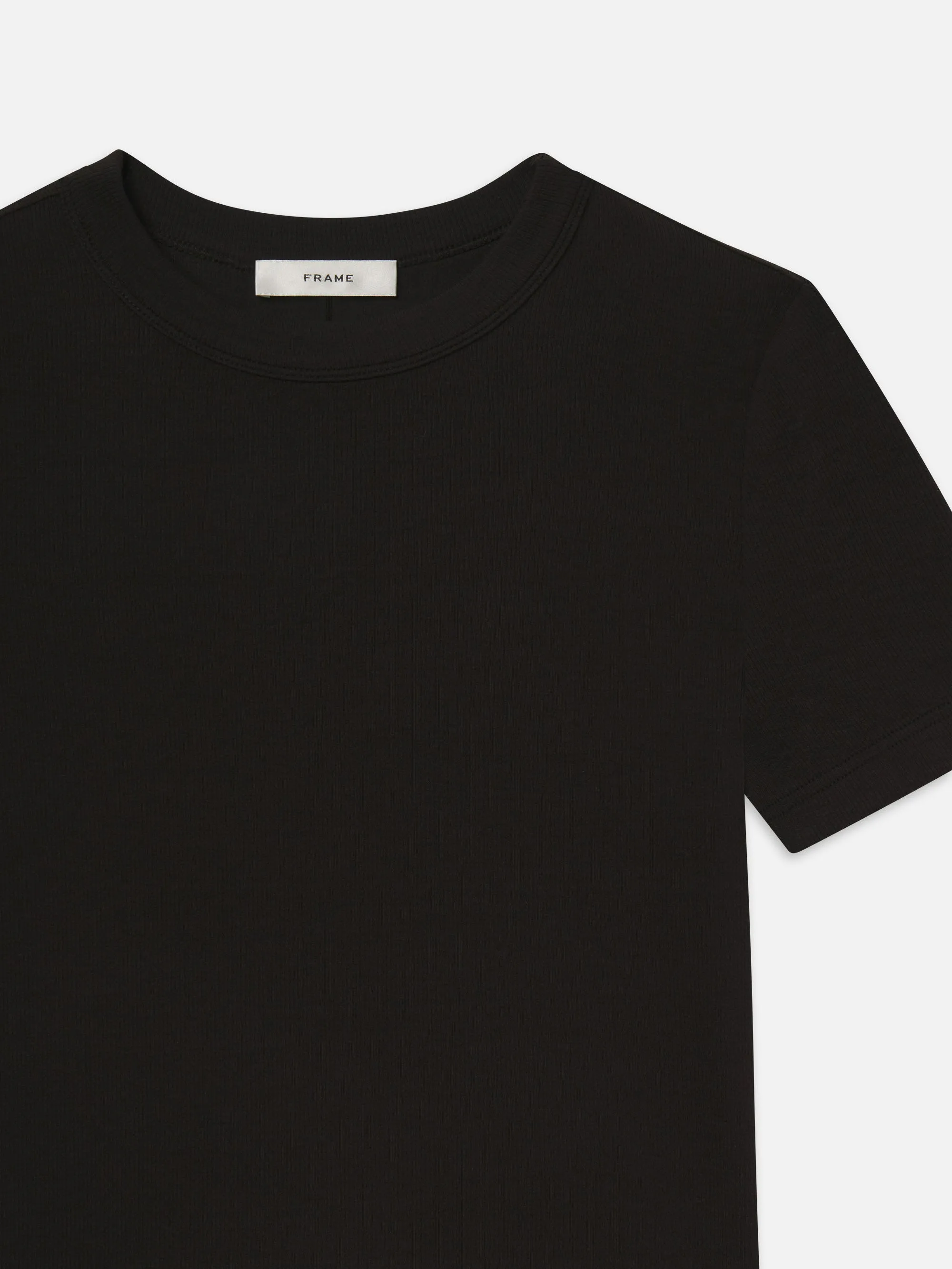 The Rib Baby Tee -- Black DoubleStitched Seams