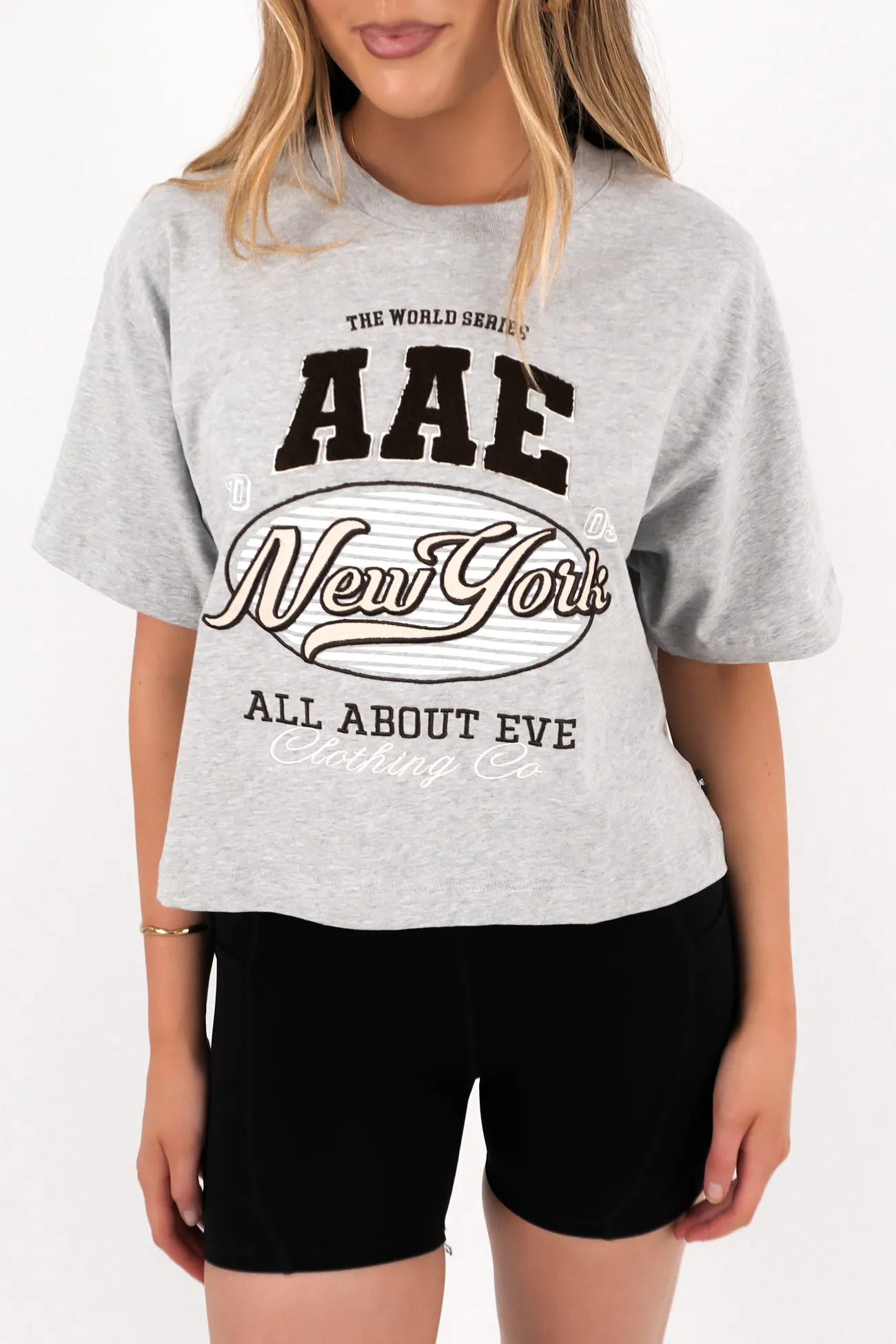 Athletica Relaxed Crop Tee Grey Marle Performance Comfort