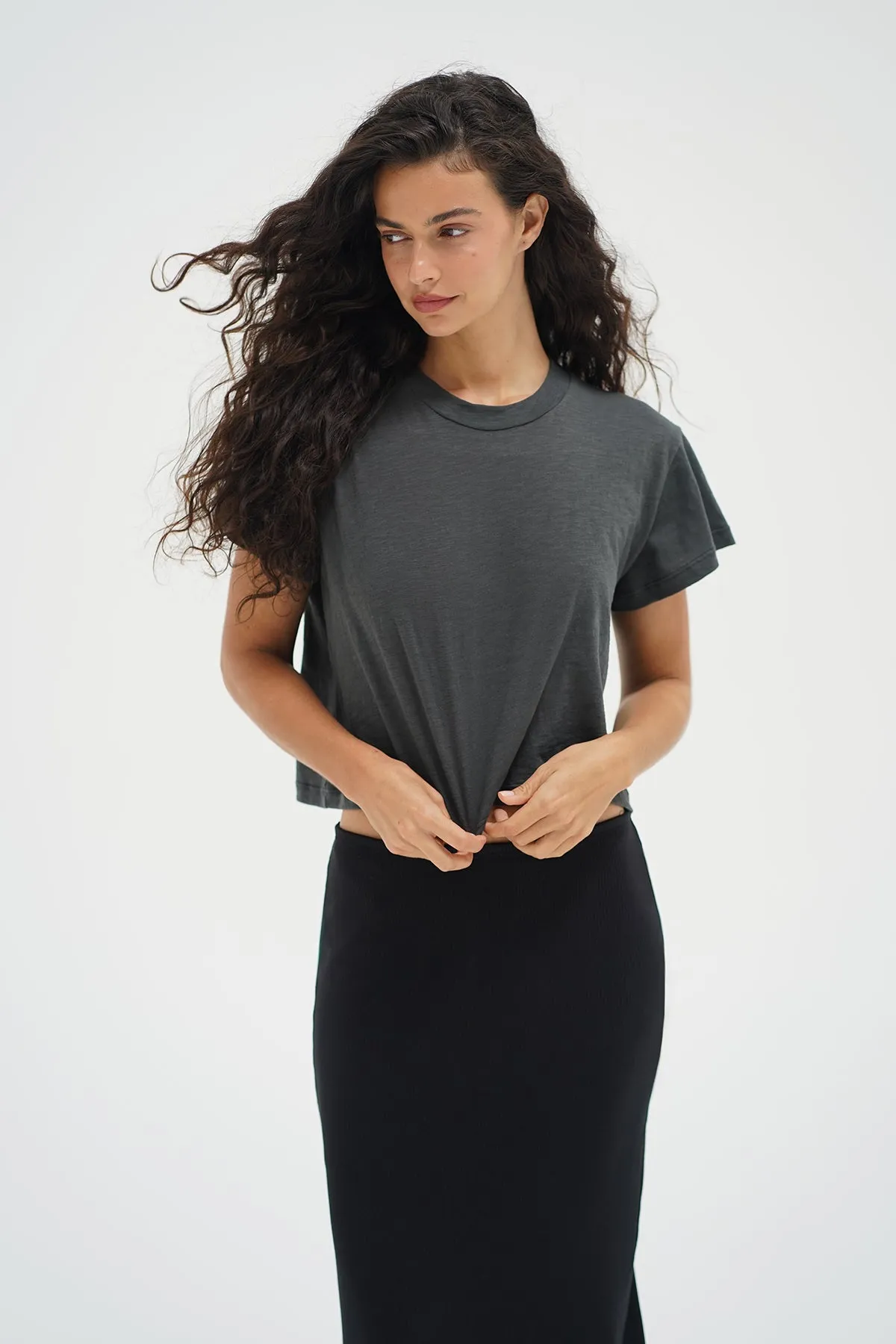 Premium Material Ava Tee - Pirate Black