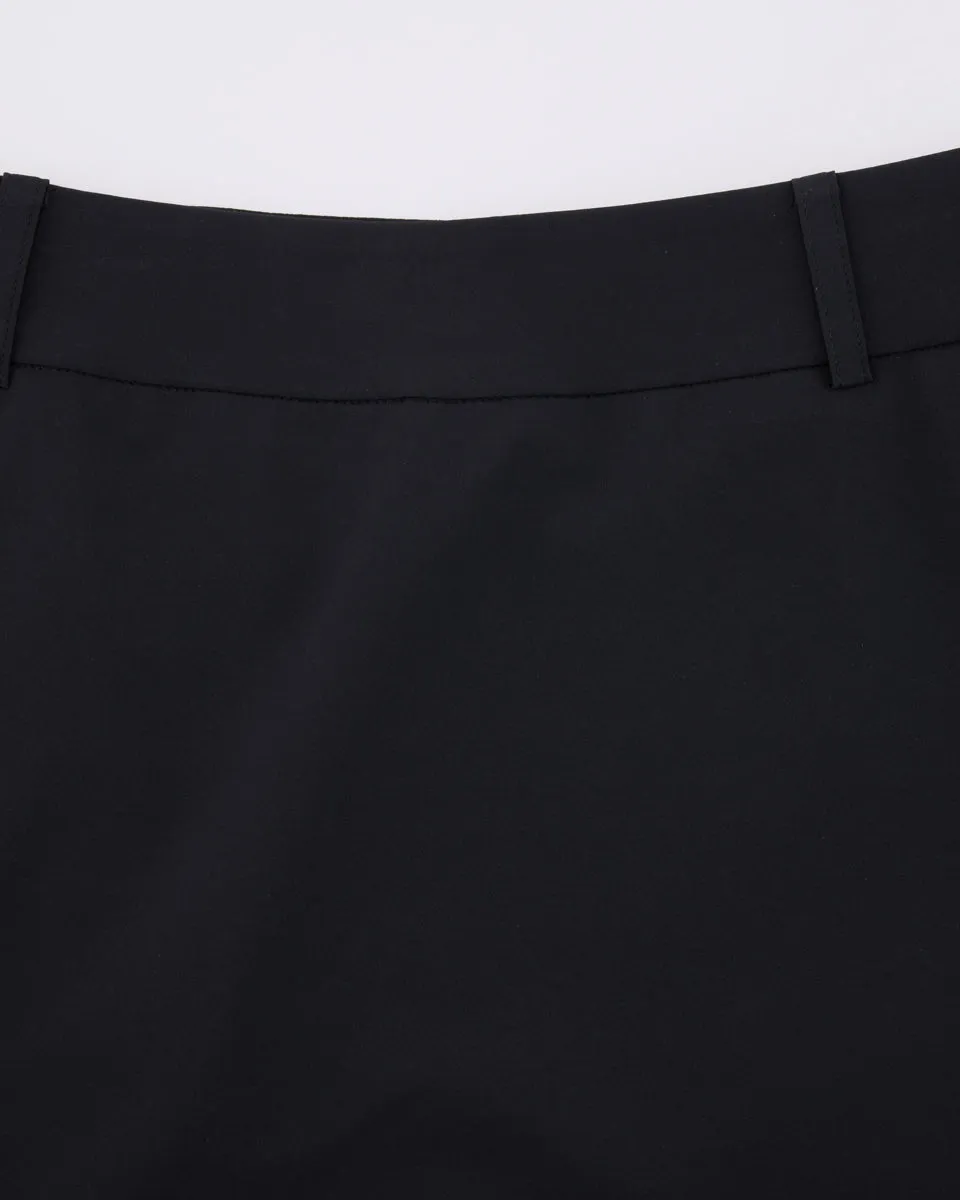 Back band H-line skirt - Black Double Stitched