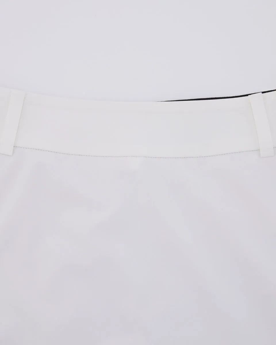 Back band H-line skirt - White Contemporary Design Jewel Tones