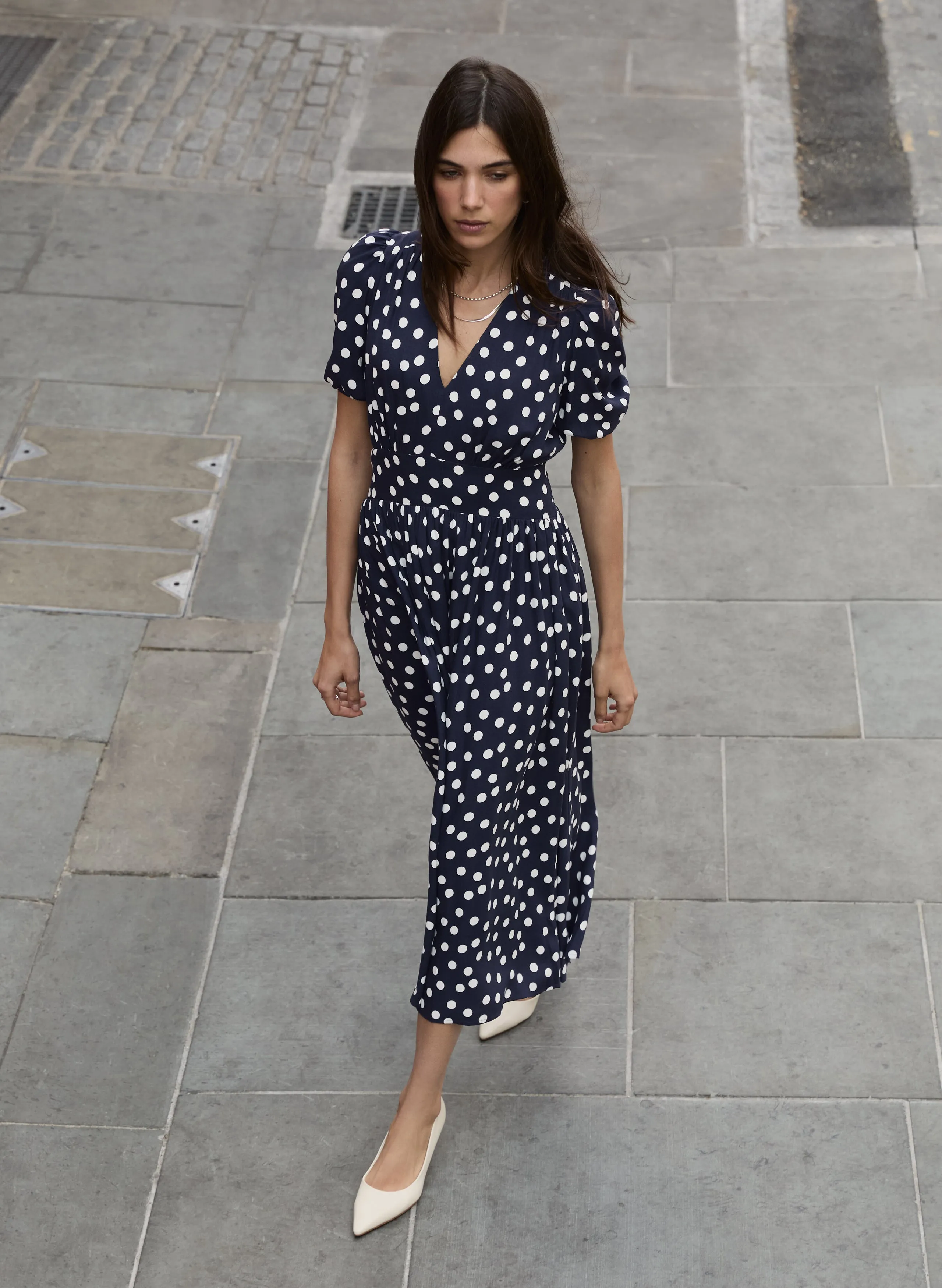 Fluid Shape Street Vibe Lina Printed?Midi Dress