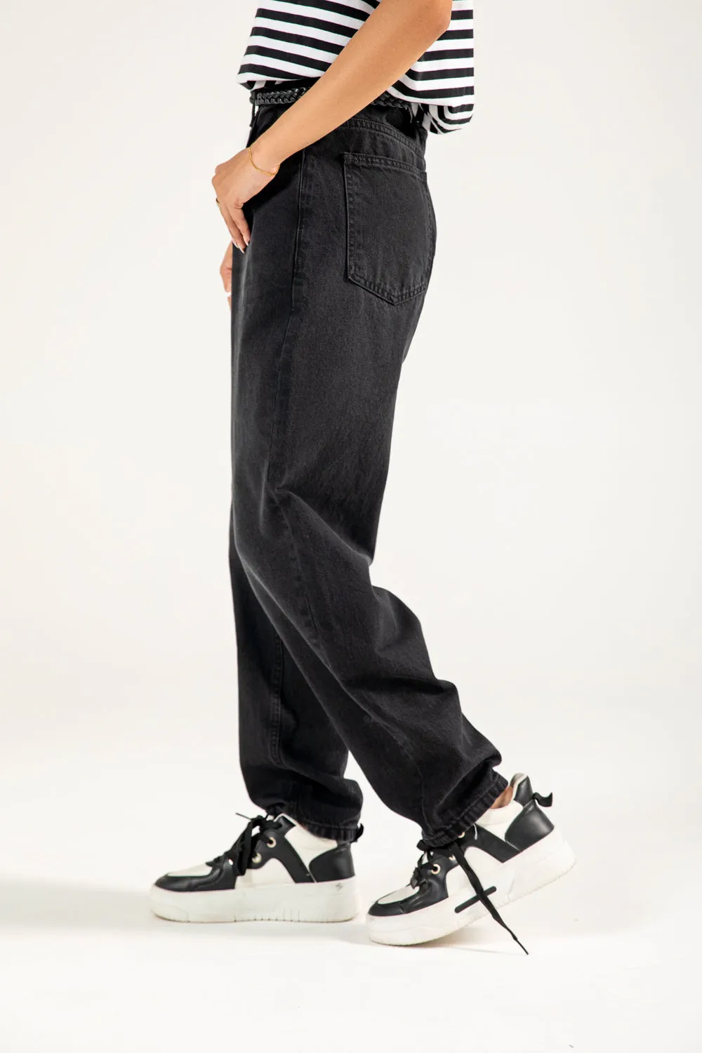 BARREL FIT DENIM Blackout fabric