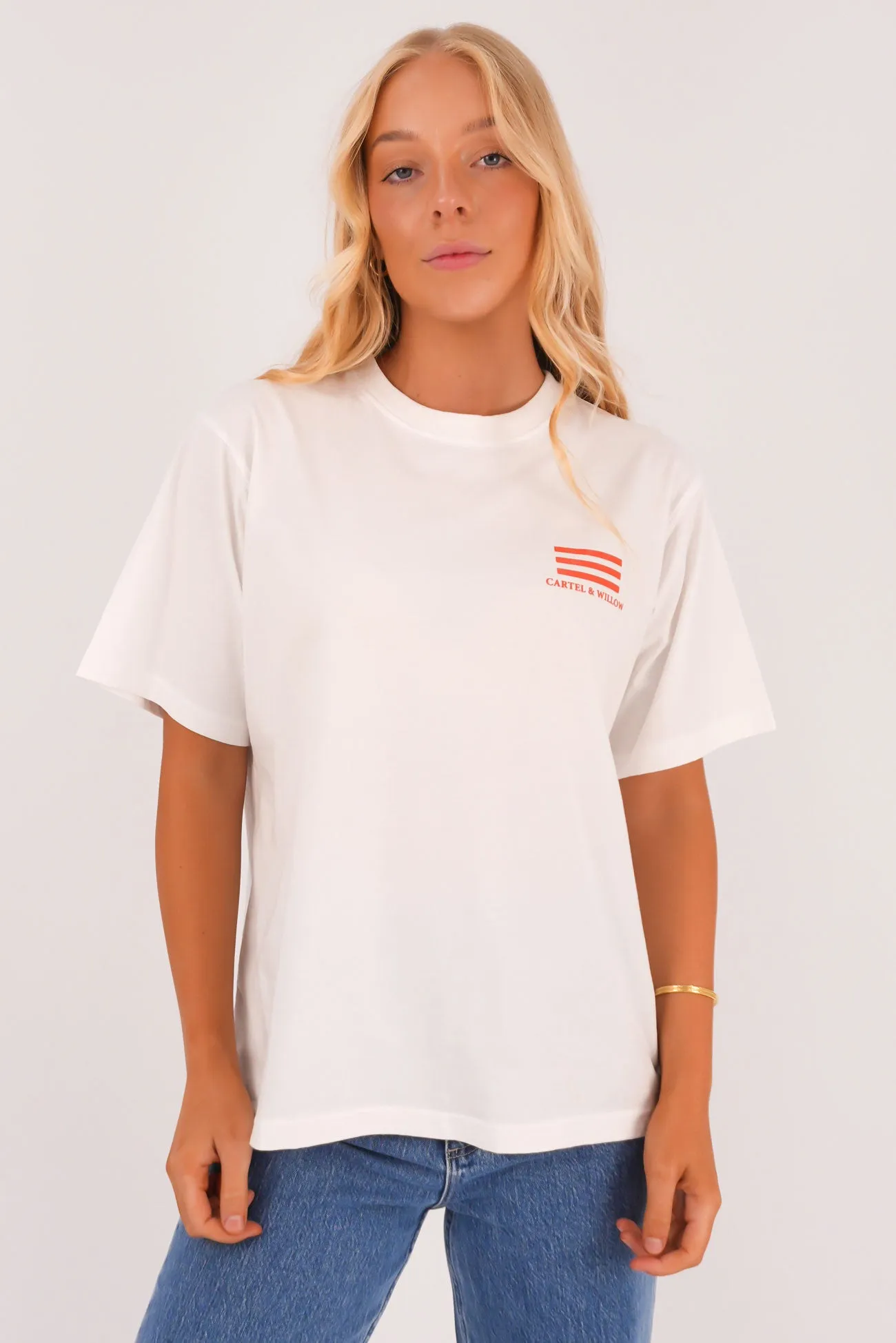 Sophie Tee Bar White Comfy Active Fit Street Comfort Style