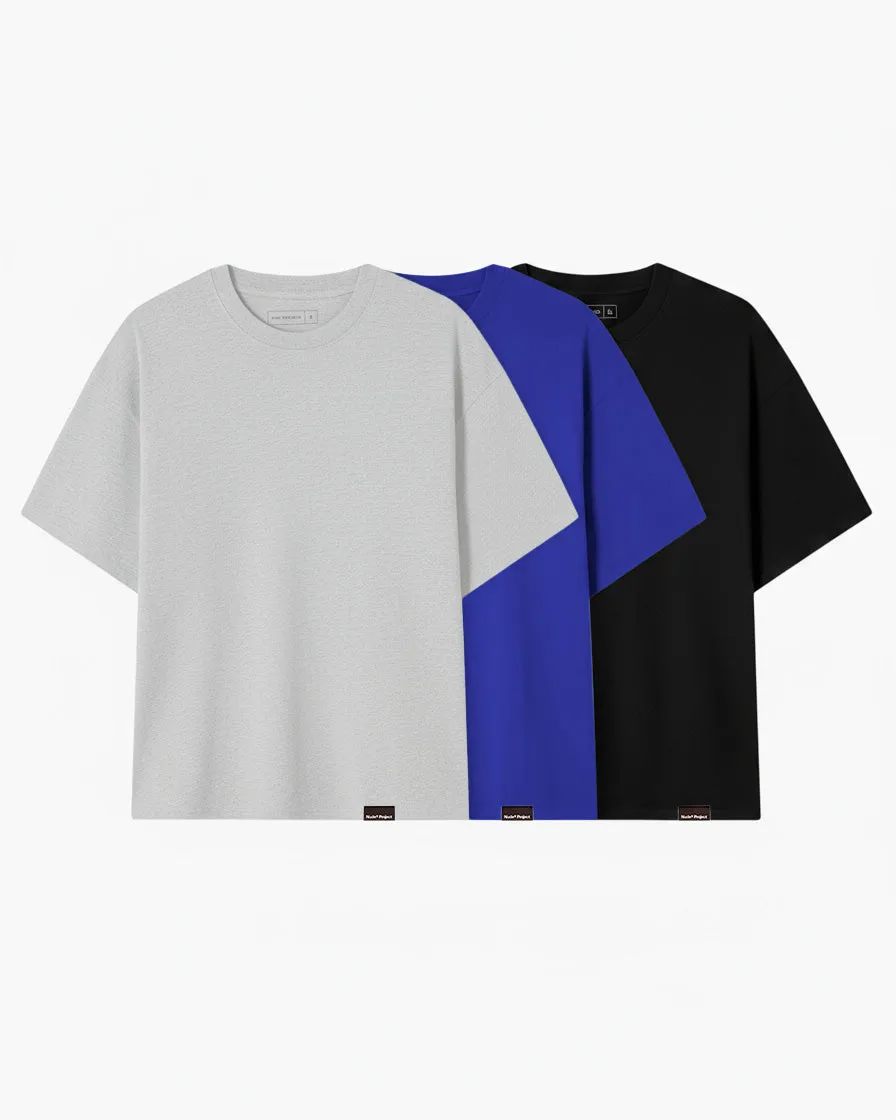 Basic Tee Blue/Black/Grey 3xPack Outdoor Footwear