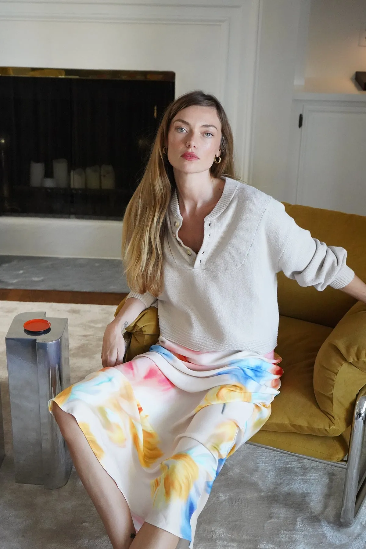 Low Maintenance Fibers Baylee Henley Sweater - Oat