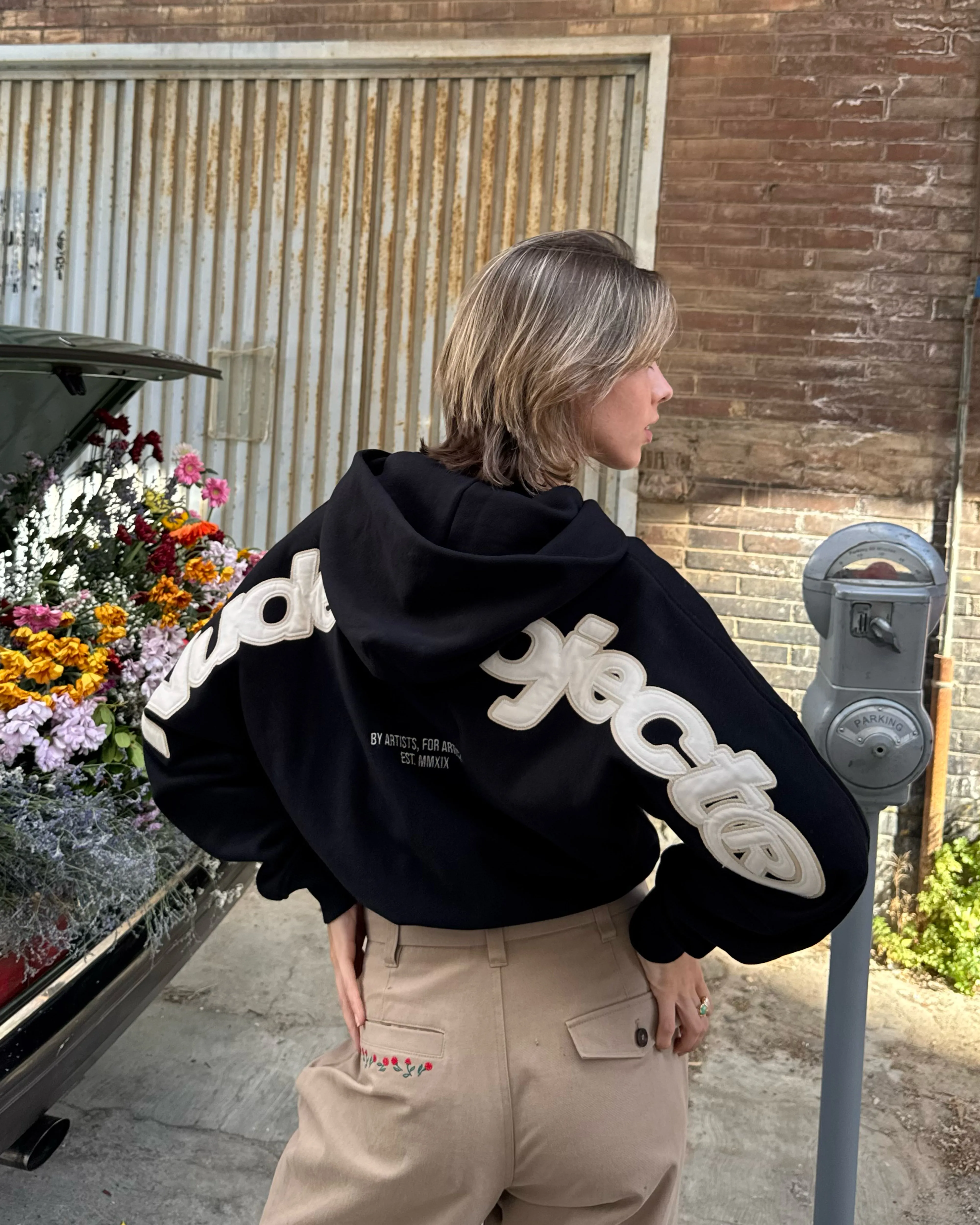 Beast Zip-up Hoodie Black Comfy Layering marbled