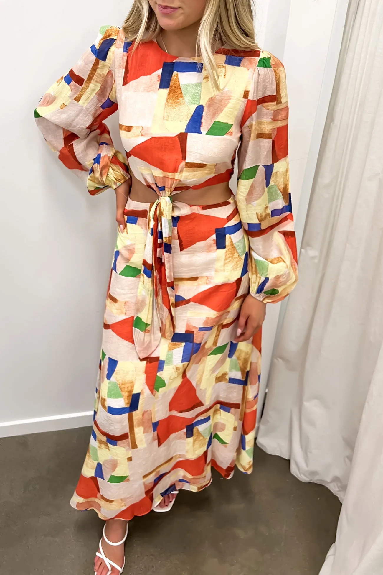 Beatrix Maxi Dress Rust Multi Slimming Shape Sweet Mood