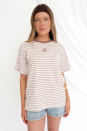 Beau Stripe Tee Brown Stripe Perfect Comfort