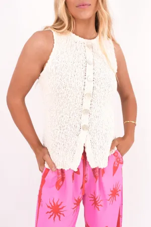 Belle Knit Vest White Relaxed Jeans ReinforcedHems