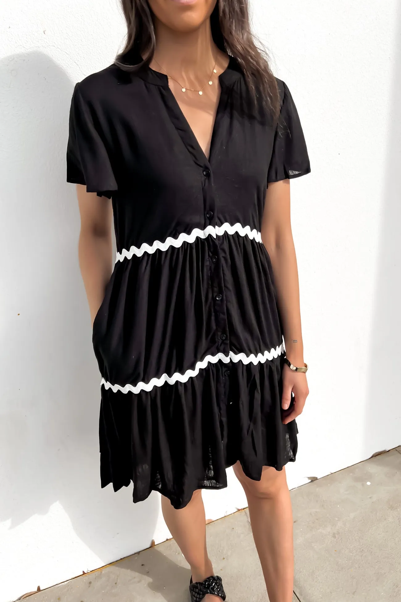 Easy Texture Bethany Mini Dress Black