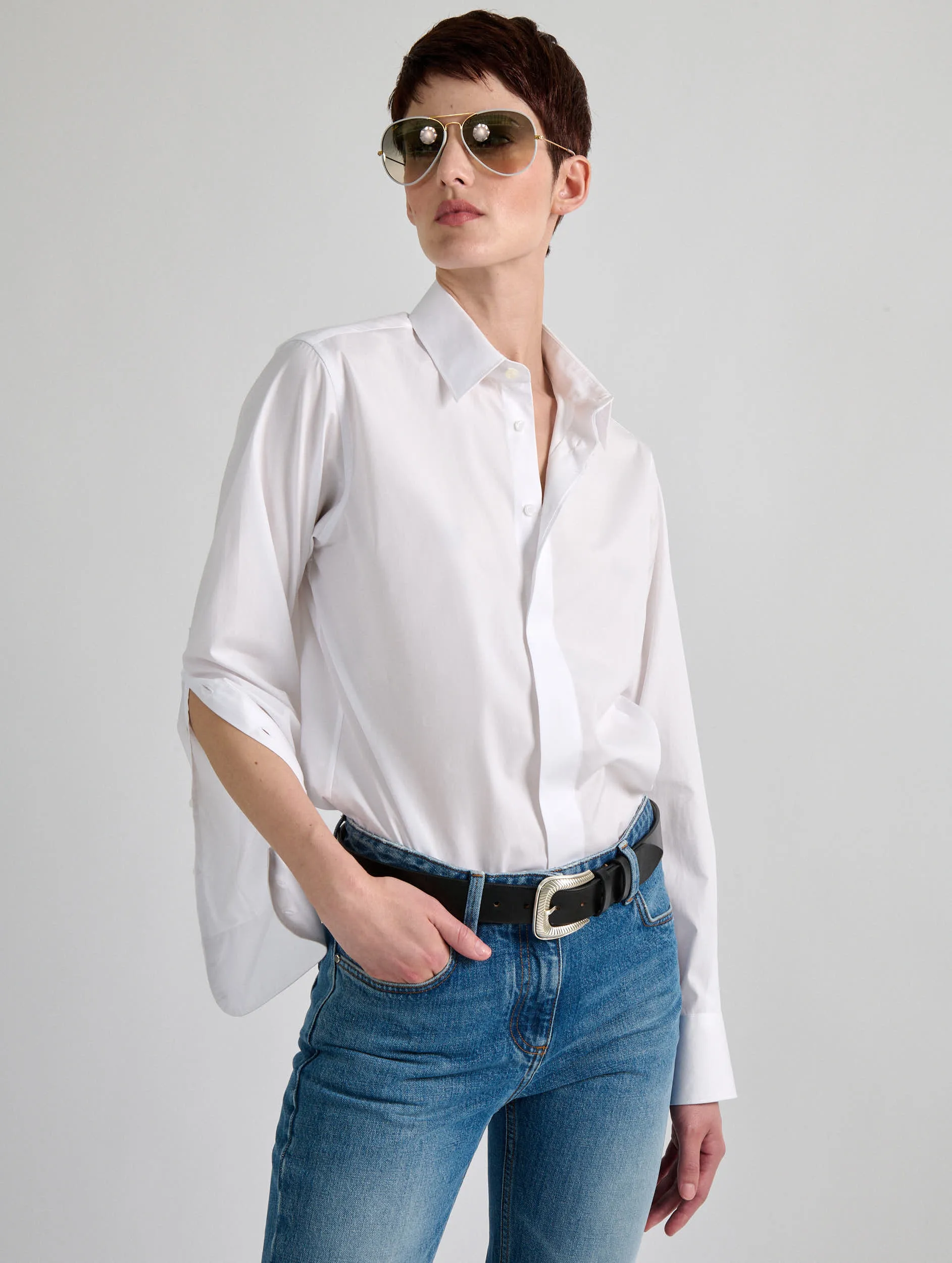 NoSideSeam White poplin shirt