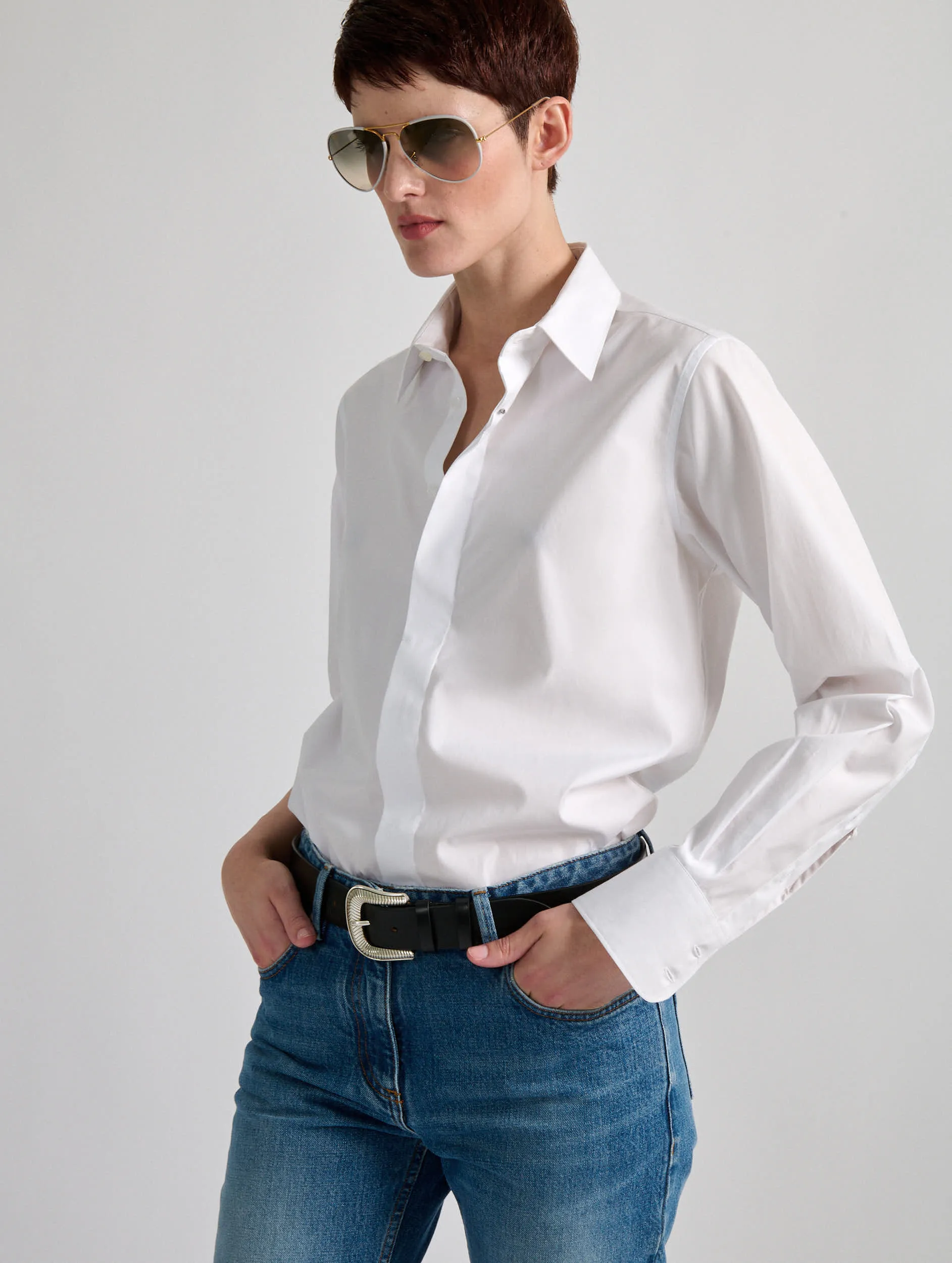 Chilly Weather Style White poplin shirt