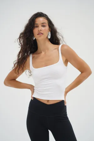 Scoop Ribbed Tank - White Warm Sweater