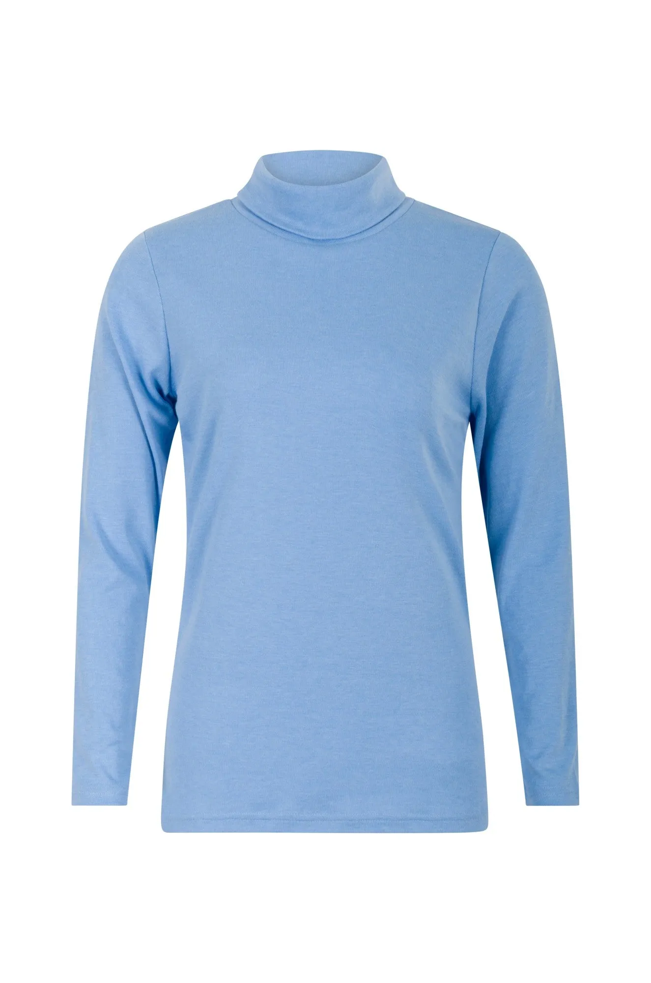 Sea Fit 1x1 Rib Cotton Poly Roll neck Top | SKY MARLE | 6554B1