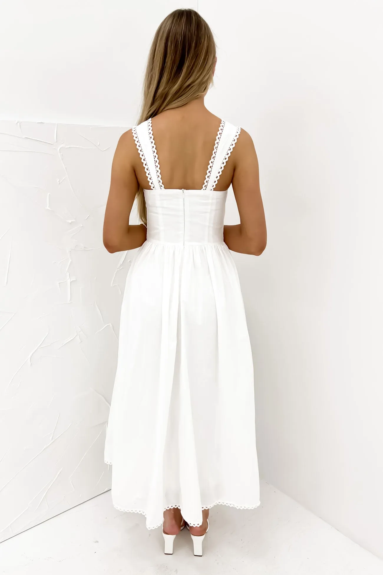 Vanna Midi Dress White Light Bow Cool Simplicity