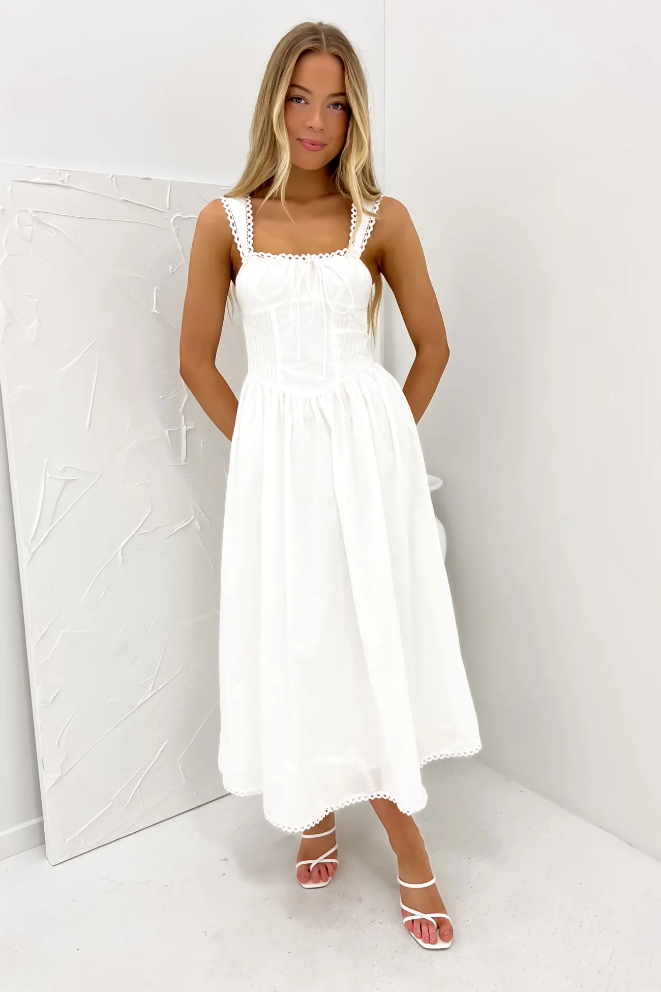 Chill Lines Vanna Midi Dress White