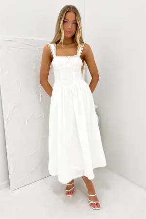 Chill Lines Vanna Midi Dress White