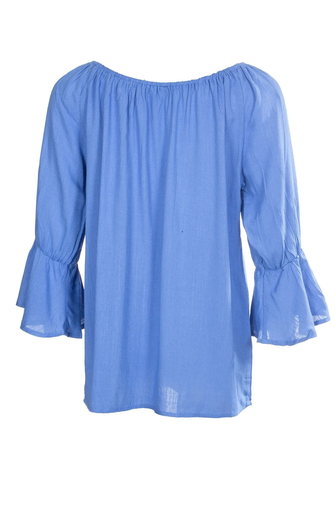 Frill cuff Soft Drape Top | INDIGO | 4612A1 Quiet Charm