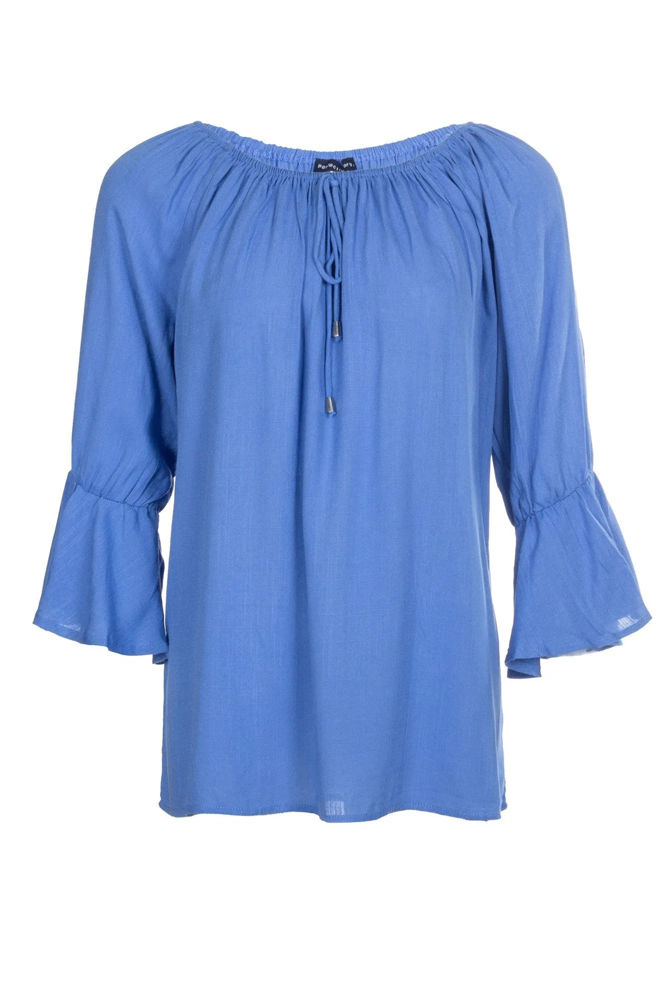 ZeroWasteProduction Frill cuff Soft Drape Top | INDIGO | 4612A1
