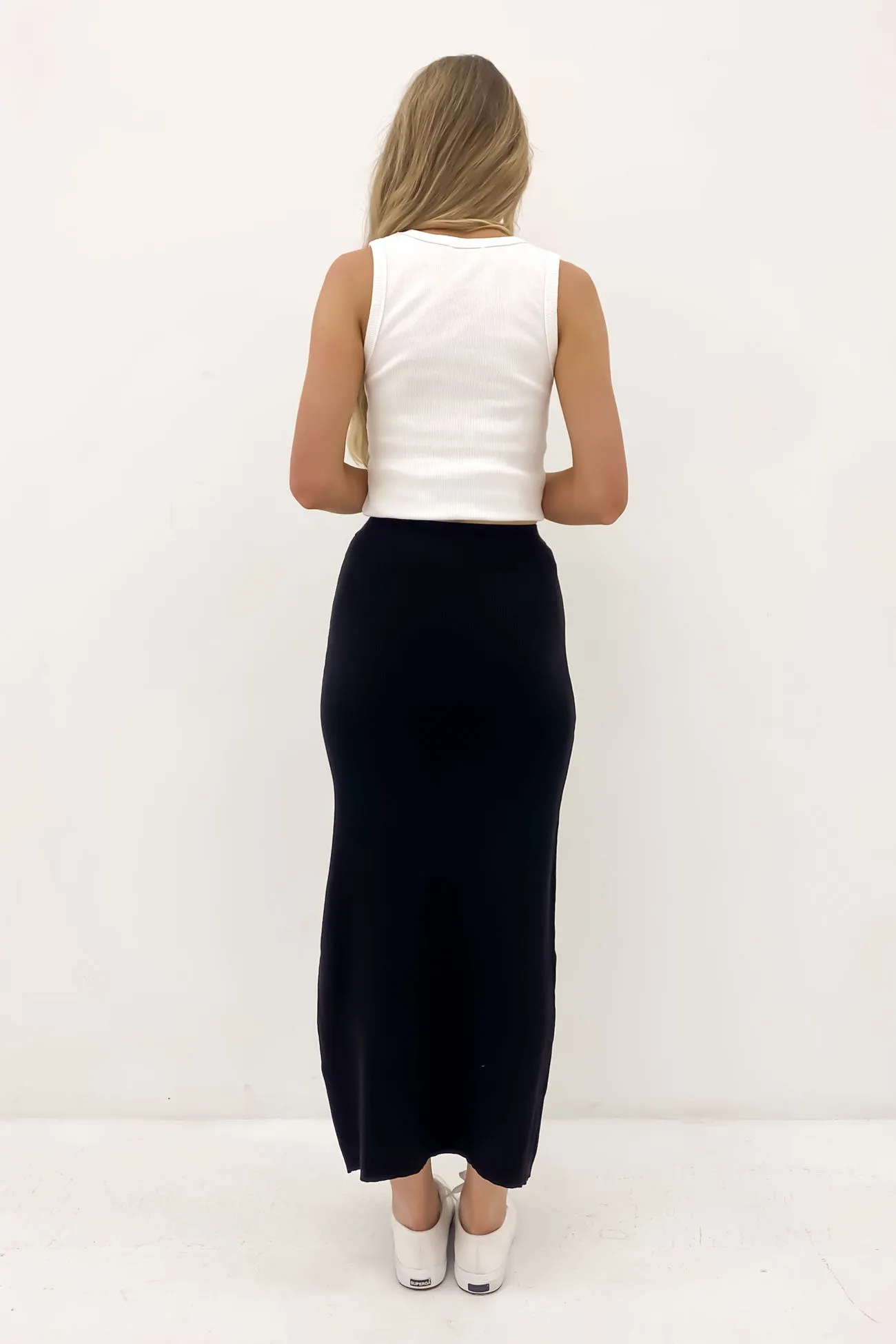 Henley Knit Skirt Black Aesthetic Fit Formal Event