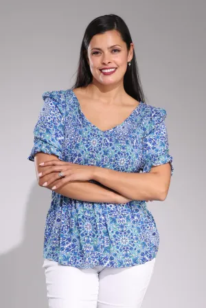 Practical Leggings Graceful Design Top | Blue Sage Vine | 3321C1